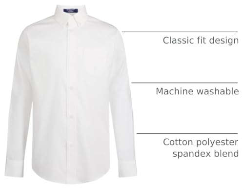 Image of IZOD Boys' Long Sleeve Solid Button-Down Collared Oxford Shirt with Chest Pocket