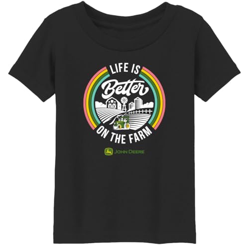 John Deere Toddler Girls Life is Better on The Farm Tshirt - Black