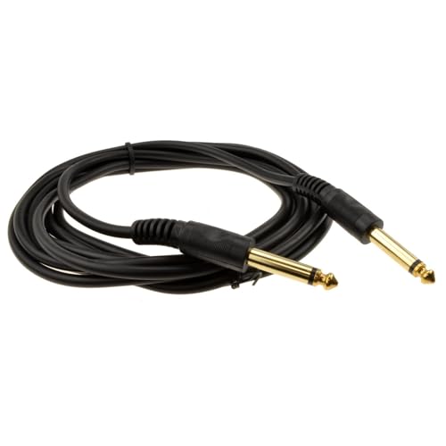 kenable 6.35mm Mono Jack Cable Guitar Instrument Lead Gold Plated Contacts Copper Braid Shielding Black 3m
