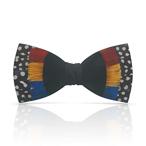 Image of Feather Bow Ties for Men Original Luxury Elegant Wedding Bow Tie Pre-Tied Handmade Mens Bowties for Tuxedo