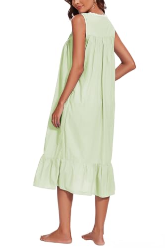 Image of AVIIER 100% Cotton Nightgowns for Women Sleeveless Sleep Dress Ladies Gowns Sleepwear with Pockets