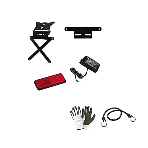 DESCRIZIONE E CARATTERISTICHE PRODOTTO: KIT UNIVERSALE COMPLETO DI 4 PRODOTTI PER MOTO MARCHIO LAMPA TUTTO OMOLOGATO 1° PORTATARGA: - Il portatarga è universale e non specifico, che può essere adattato o che va adattato con qualche modifica - Attacco sottocodone - Alluminio anodizzato - Inclinazione regolabile - Peso 250 grammi - Predisposizione per frecce e luce targa - Dimensioni: Altezza 270 mm - Larghezza 200 mm - Profondità 40 mm - colore nero 2° SUPPORTO PER CATARIFRA