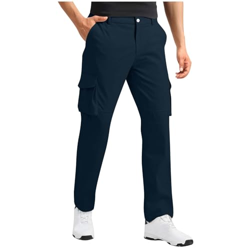 Men's Cargo Pants Slim Fit Lightweight Work Pants with Flap Pockets 2025 Dressy Casual Stretch Pants with 6 Pockets