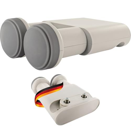 SCHWAIGER 5088 Monobloc Twin LNB 2-Participants numérique résistant à la Chaleur Accessoires pour Parabole Protection Contre Les intempéries Connecteurs dorés Gris...