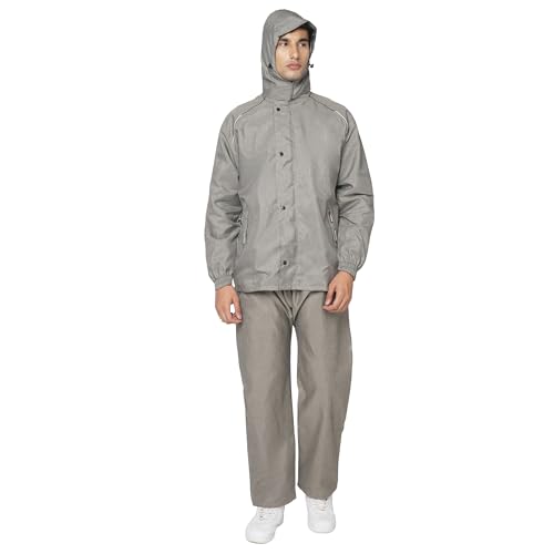 Image of Citizen Hooded Raincoat for Men Women Waterproof for Bike Riders 2T Slub Fabric Lightweight Stylish Sealed Hood, Large Pockets, Heavy-Duty Zippers Rainwear with Carry Pouch-CR014