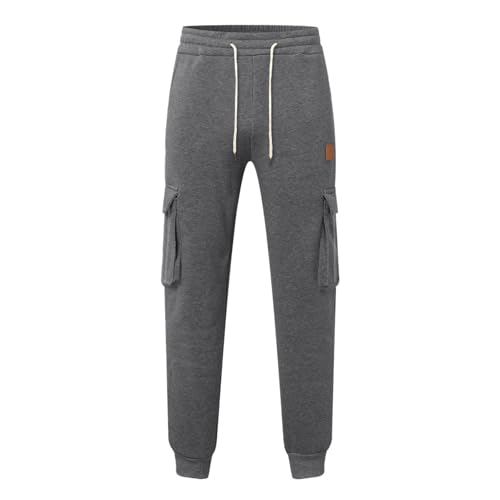 Mens Cargo Sweatpants Joggers Fleece Baggy Sweatpants Straight Leg Elastic Waist Pants Casual Drawstring Joggers2