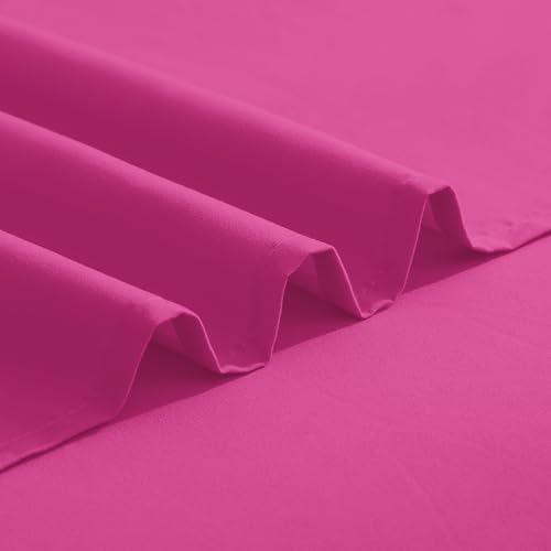 Image of Elegant Comfort Luxurious 1500 Premium Hotel Quality Microfiber Three Line Embroidered Softest 4-Piece Bed Sheet Set, Wrinkle and Fade Resistant, Full, Hot Pink