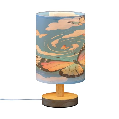 Lámpara de mesa colorida con mariposas pequeña para dormitorio miniatura 2