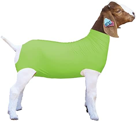 Show Pro Neon Green Spandex Goat Tube for Show Goats - Made in America - Show Livestock Supplies: Goat Covers & Blankets (Large)
