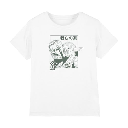 Mandalorian Grogu t-shirt manga enfant blanc vêtement Star Wars junior coupe droite