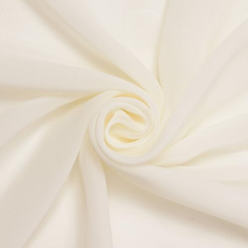 Polyester Chiffon Sheer Lightweight Breathable (60 Inch) Fabric by The Yard - for Sewing Apparel, Accessories, Décor, & More - Off White (1 Yard)