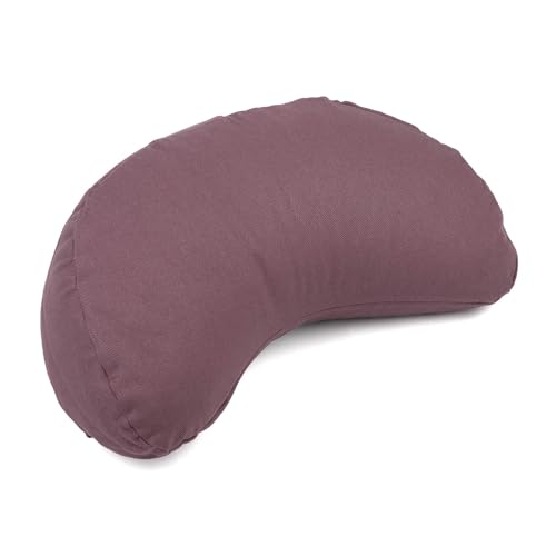 Bodhi Meditationskissen Halbmond Mini | Yogi MOND ECO | 100% Bio-Baumwollbezug | Yogakissen halbmondförmig mit Buchweizenfüllung | Halbmondkissen für Yoga & Meditation | Dusty Purple