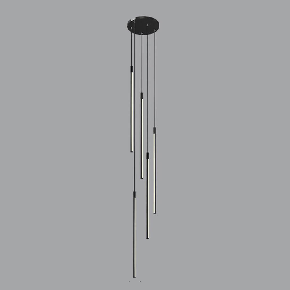 Lampadari da Camino a LED Neri per soffitti Alti Lampadario lineare Lungo sospeso Lampadario lineare Moderno dimmerabile Oro con Telecomando per Soggiorno Tavolo da Pranzo Ingresso RVVU