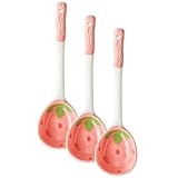 DONFAMDS 3 piezas Cucharas de Cerámica con Diseño de Fruta para Postres y Helados Portátil de Cucharas Pequeñas para Servir Restaurante y Hogar