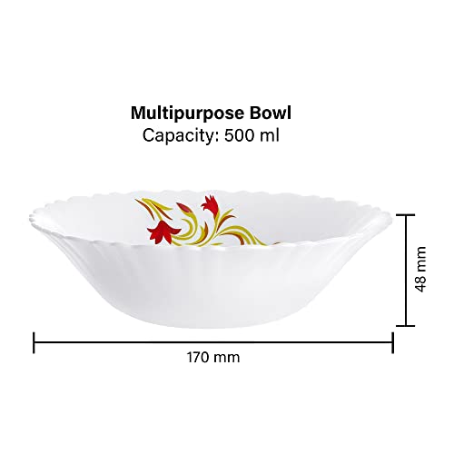 Larah by BOROSIL Opalware Multipurpose Bowl Set - 500 ml, 2 Pieces, White