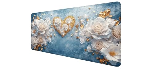 Tapis de souris fleur haut de gamme aux bords cousus anti-effilochage