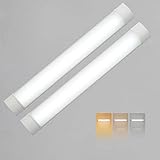 Fluorescente Led 60CM(juego de 2), Led cocina 17W 1880LM (3000K/4000K/6500K 3 cct en 1) Cálido/neutral/frío blanco seleccionable, Lámpara LED de Techo para Salón, Cocina, Garaje, Oficina y Taller