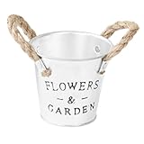 TOYANDONA Eisen-blumentopf mit Seilgriffen Kleiner Pflanzkübel aus Robustem Eisen für Drinnen und Draußen Dekorativer Blumentopf im Minimalistischen Landhausstil Tragbarer Pflanzkübel für