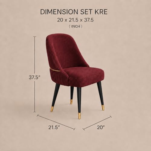 Image of WOODEN SPACE 4 Seater Wooden Dining Table Set | Urban Marble Top Dining Table with Chairs for Dining Room & Kitchen (Modern Grand Aura Maroon) (42 x 42 x 30 inch)