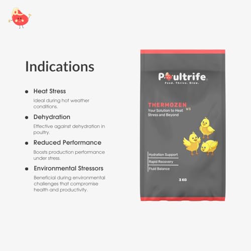Image of Thermozen WS - Water-Soluble Poultry Heat Stress Supplement | Electrolytes, Vitamins, & Probiotics for Dehydration, Gut Health, & Immunity - 3 KG