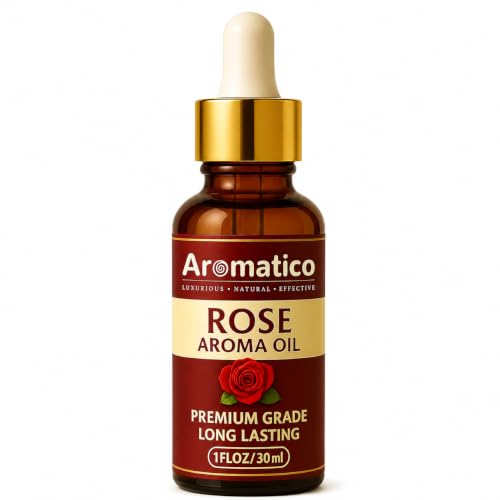 Image of AROMATICO Rose Diffuser Oil for Long-Lasting Natural Fragrance Oil for Aromatherapy, Meditation & Concentration | for Diffusers, Air Fresheners - 30ml
