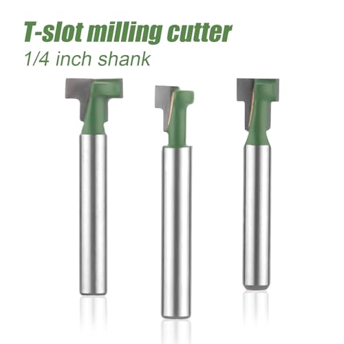 3pcs Keyhole Router Bits Set, 1/4 Inch Shank T Slot Cutter Set Router Bits, Blade Diameter 5/16", 3/8", and 1/2", Cutting Woodworking T Track Slotting Cutter for Wood Hex Bolt Milling Cutter Home DIY - Image 4