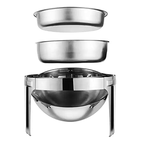Rechaud inox redondo 6 litros banho-maria tampa giratória