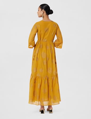 Image of BIBA Women Casual Dress Maxi Cotton Blend Tiered Printed Dress