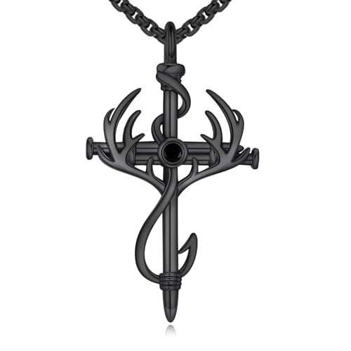 Collier croix de cerf de chasse en argent sterling pour homme et femme