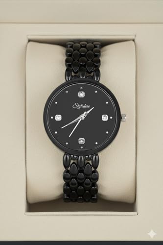 Image of styledose Women's Diamond Studded Watch | Premium Metal Bracelet Strap | Analog Quartz Movemnet Ladies Wrist Watch | Watch for Women & Girls | Wrist Watches for Women's & Girls&Ladies