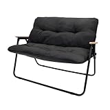 Loveseat Camping Chair for Adults Heavy with Seat Cushion Duty Double Seat Camp Chair for 2 Person Suit for Indoor Outdoor Hiking Patio Beach (Black)