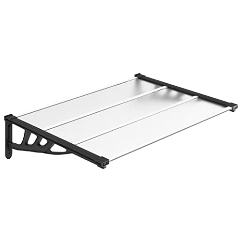 Tidyard Auvent de porte, auvent pour toiture, toit en polycarbonate, auvent modulable, auvent en polycarbonate alvéolaire, auvent pour extérieur, noir et...