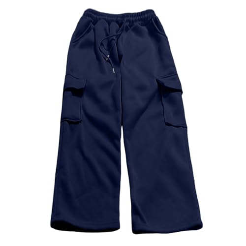 Girls Cargo Sweatpants Kids Wide Leg Elastic Waist Drawstring Baggy Joggers Lounge Athletic Pants with Pockets 4-14Years4