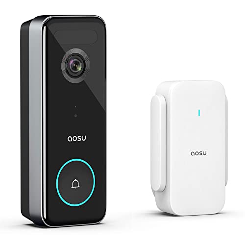 AOSU Doorbell Camera Wireless, 5MP Ultra HD, No Monthly Fee, Triple Motion Detection Video Doorbell with Homebase, Enhanced (2.4/5 GHz) WiFi, 180-Day Battery Life, Work with Alexa & Google Assistant AOSU Doorbell Camera Wireless, 5MP Ultra HD, No Monthly Fee, Triple Motion Detection Video Doorbell with Homebase, Enhanced (2.4/5 GHz) WiFi, 180-Day Battery Life, Work with Alexa & Google Assistant