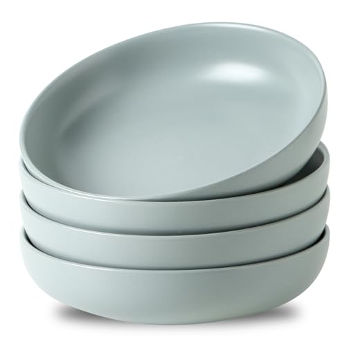 Tikooere Pasta Bowl, 34oz Bowl Plate, Dinner Bowls, Ceramic Salad Bowl for Serving, Soup, Plates and Bowls Sets, Microwave & Dishwasher Safe, Pebble Gray