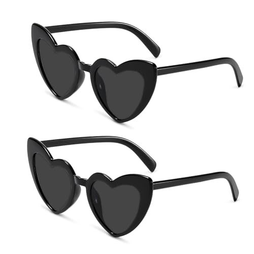 Augesak Herz Sonnenbrille Vintage Sonnenbrille Herz UV400 Sonnenschutz Brille Herzform Damen Herzförmige Party Brille Mode Herzbrille für Hochzeit Party