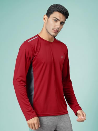 Image of CHKOKKO Gym T Shirts for Men Workout Solid Quick Dry Sports Men T-Shirts Breathable Lightweight Full Sleeve Regular Fit Round Neck Running Stylish Tshirt for man