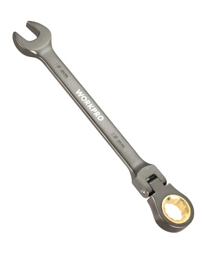 WORKPRO 19 mm Flex-Head Ratcheting Combination Wrench Nickel Plating