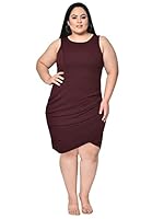 wild U Women Western Plus Size Sleeveless Bodycon Dress (Wine, Size : 2XL)