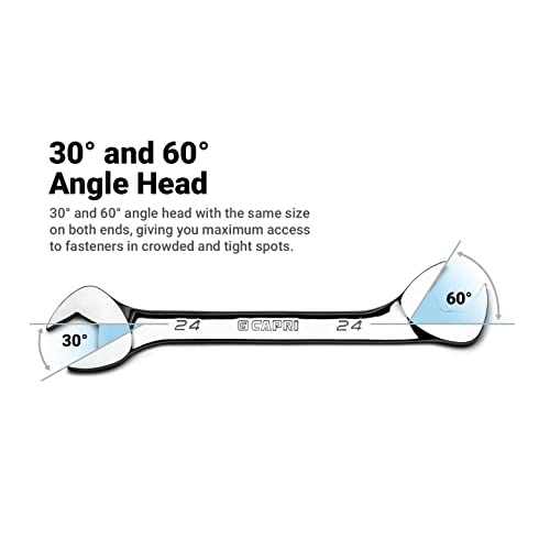 Capri Tools Angle Open End Wrench Set, 30° and 60° angles, 1/4 to 1 in. SAE, 13-Piece with Mechanic' Tray by Capri Tools - Image 2