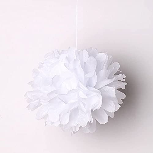 Fonder Mols 12Pcs Mixed 8'' 10'' 14'' Tissue Paper Pom Poms Flower Wedding Party Baby Girl Room Nursery Decoration - White, Pink & Light Pink #TOP4