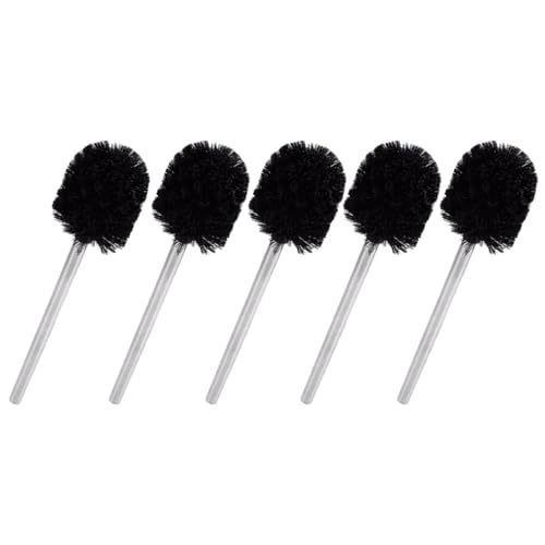 TOGEVAL Cepillo de Baño Reemplazable 5 Piezas Negro Cerdas Densas y Mango Largo para Limpieza Higiénica de Inodoros Herramienta Práctica de Plástico para Hogar y Baño