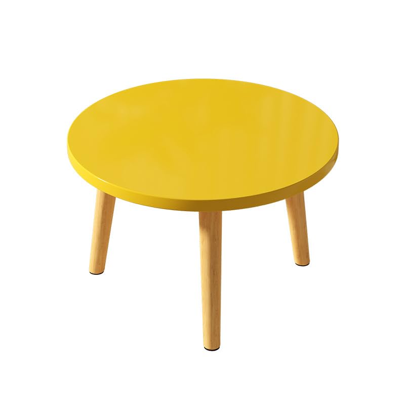 Table Basse Ronde Salon Bois Jaune 50cm Table d'appoint Moderne
