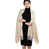 [RIIQIICHY] マフラーレディースマフラー大判ストール結婚式 ストールレディースカシミヤタッチ無地 厚手暖かい 誕生日プレゼント クリスマスプレゼントベージュ