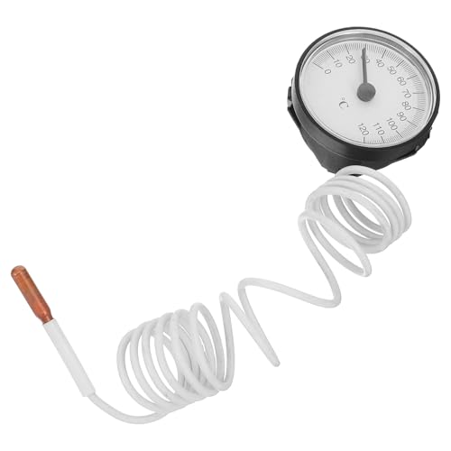 CATIEBYE Dial Thermometer for Liquids with Capillary Probe, Accurate 0°–120° Analog Temperature Gauge, Liquid-Filled Indoor Thermometer for Home Brewing and Candy Making