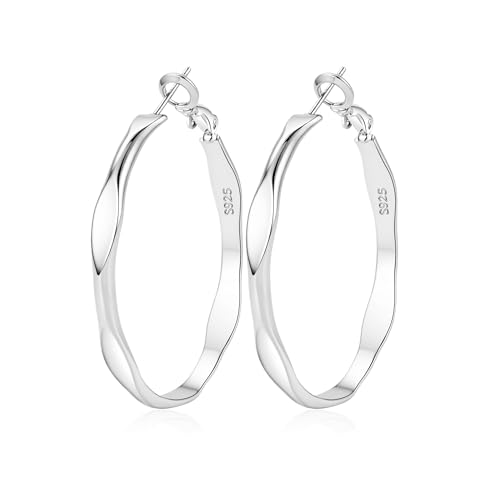 LOUMILEO Sterling Silver Hoop Earrings for Sensitive Ears Hypoallergenic