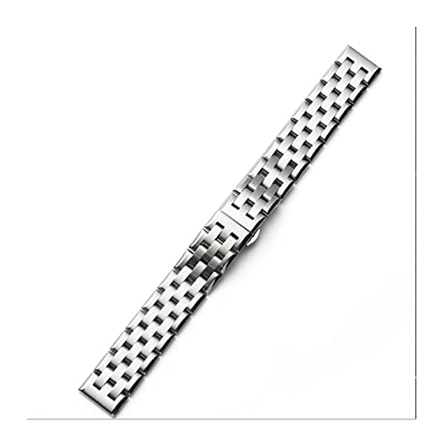 Bracelet de montre en acier inoxydable boucle papillon argentée 18mm 20mm 22mm interface plate