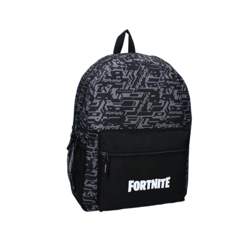 mybagstory - Mochila infantil infantil fortnite negra para niño - Escuela - Primaria - Kindergarten - Mochila infantil - Talla 45 cm - Tirantes ajustables, Negro , Enfant