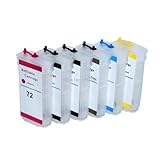 6Pack Refillable Ink Cartridges Compatible with Designjet T620 T770 T790 T795 T1120 T1200 T1300 T2300 Printers with ARC Chip