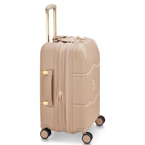 Image of DELSEY PARIS Chatelet Air 2.0 Carry-On Plus Suitcase 20 Inch, Hardside Polycarbonate Luggage, Dual-Density Spinner Wheels, TSA Lock, USB Port, Beige Rose
